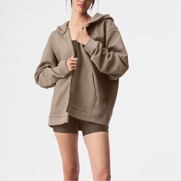 ALO Yoga Sweaters - Alo beige zip up hoodie. Size small